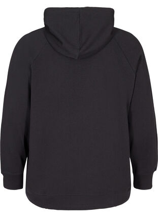 Sweat-shirt en coton avec capuche et poche, Black, Packshot image number 1
