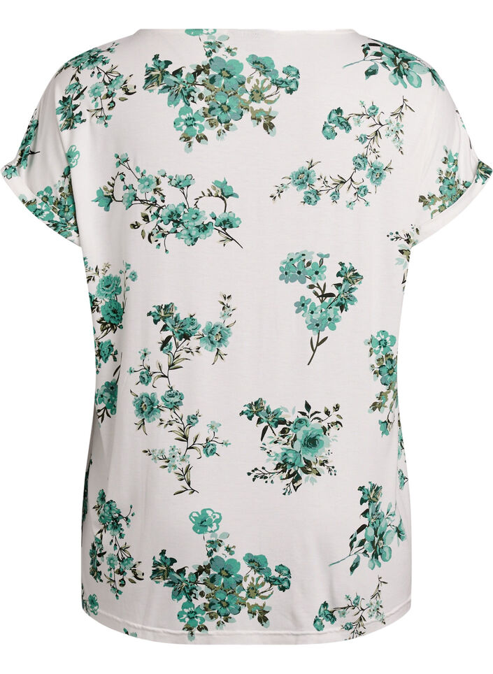 T-shirt avec imprim&eacute; floral, Blanc, Packshot image number 1