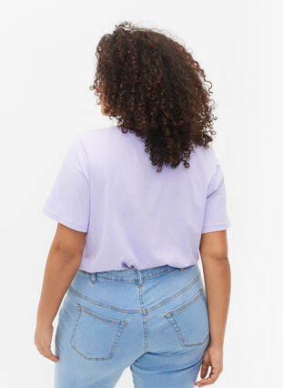 T-shirt en coton à col rond et imprimé, Lavender W. Love, Model image number 1