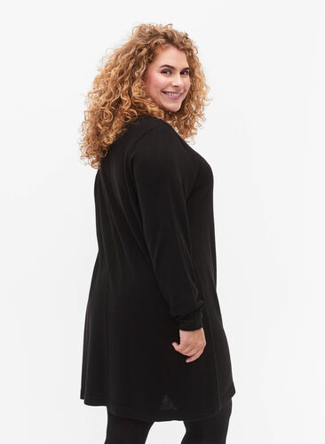 Gebreide jurk in katoen-viscose blend, Black Mel., Model image number 1
