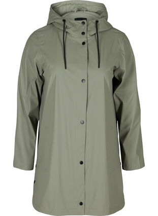 Manteau de pluie avec capuche et poches, Vetiver, Packshot image number 0