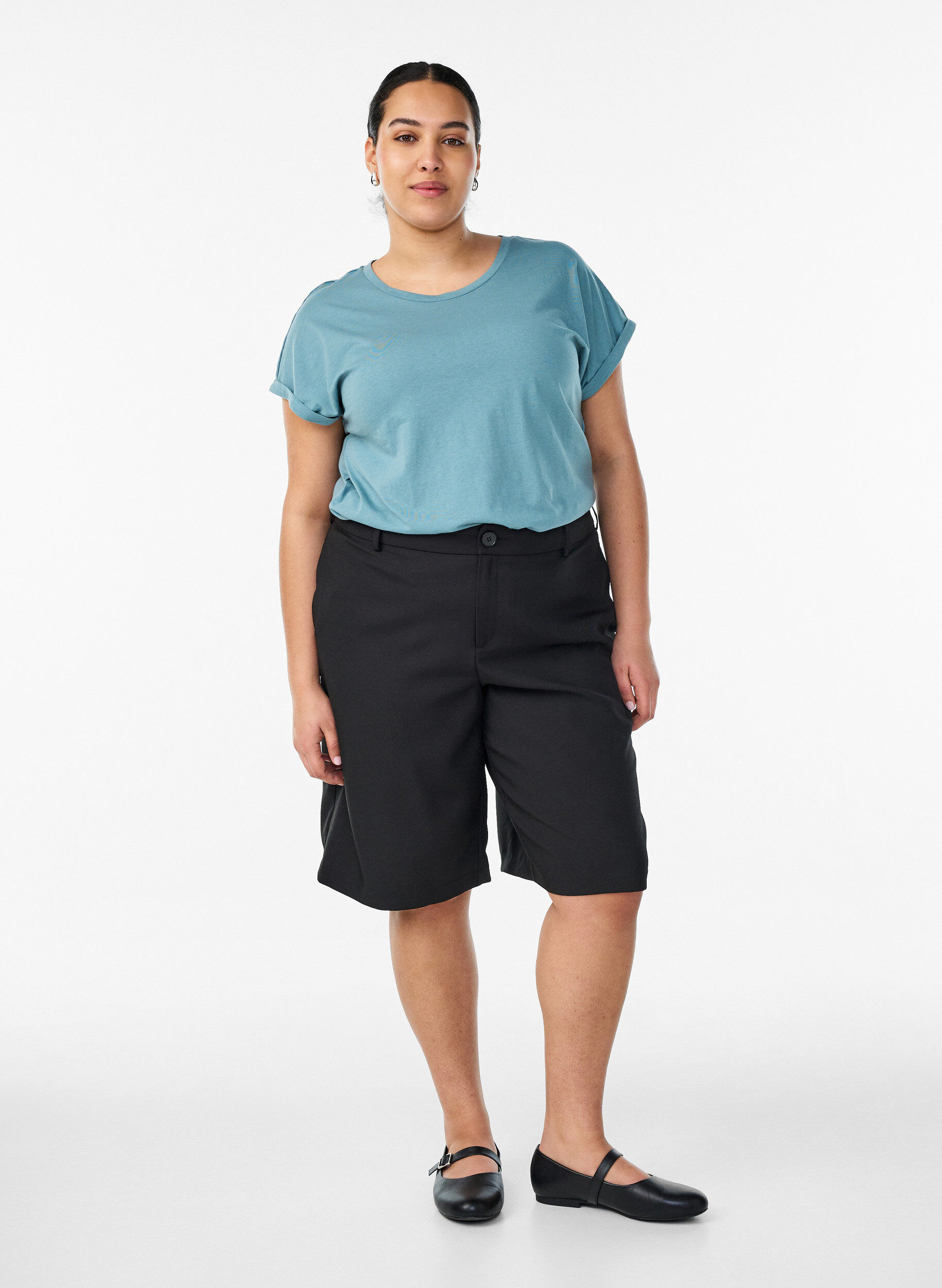 ZizziT-shirt met korte mouwen van katoenmix, Blauw, Model image number 1