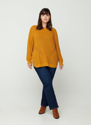 Pull en maille col rond, Spruce Yellow, Model image number 2