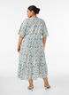 Robe midi en coton avec imprim&eacute; floral, Bleu, Model image number 1