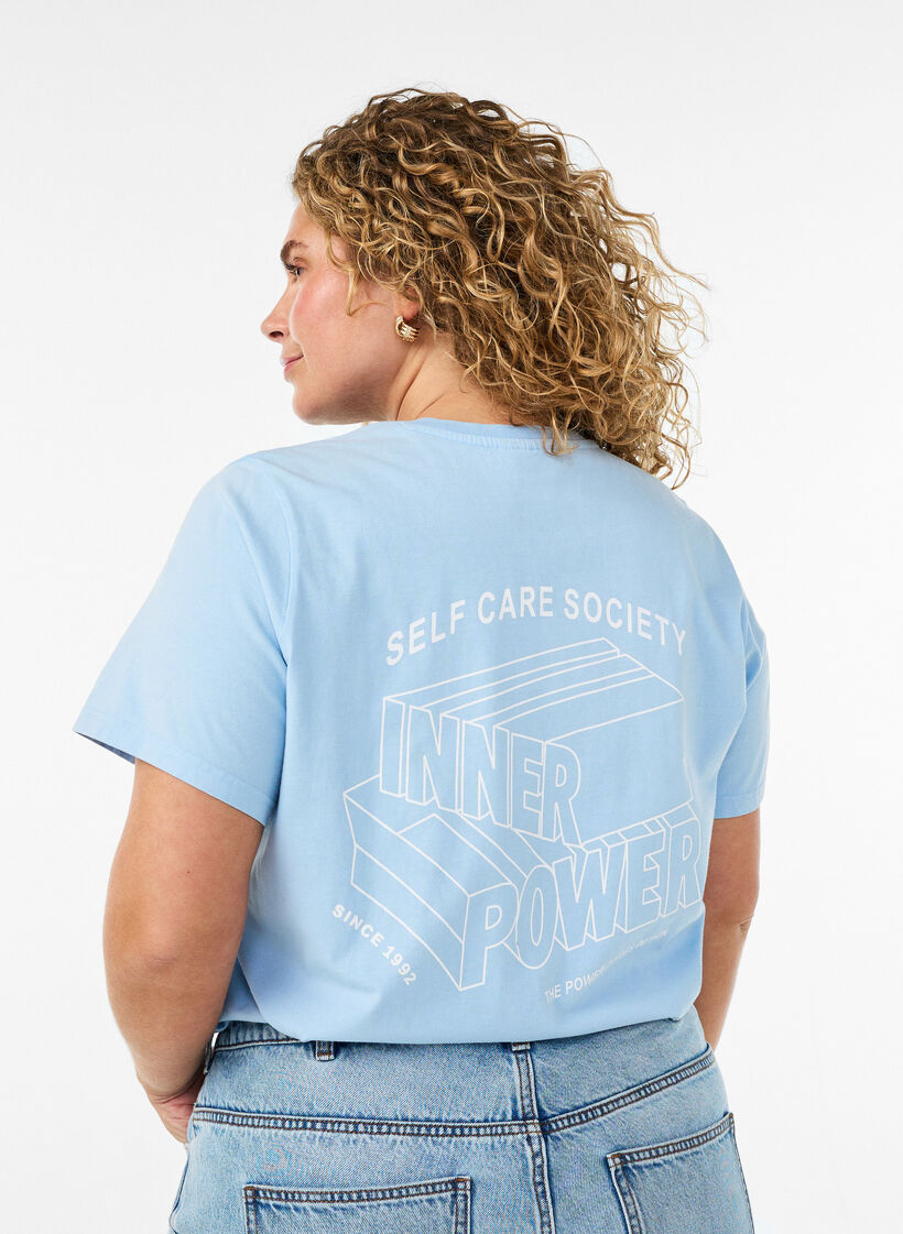 Grafisch T-shirt van biologisch katoen, Blauw, Model image number 0