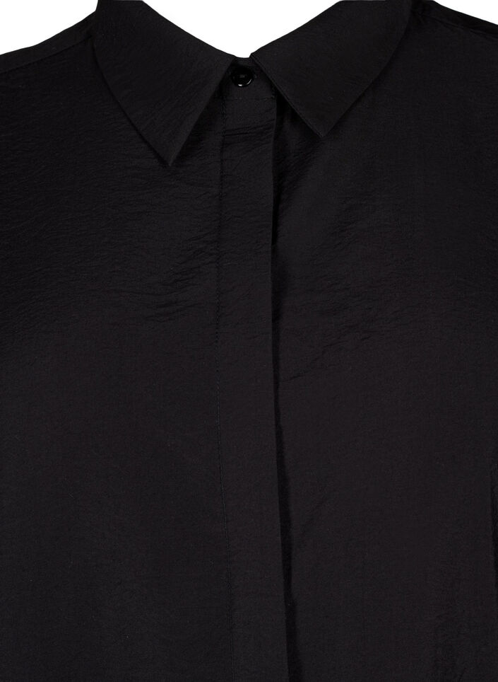 Lang shirt van viscose met korte mouwen, Black, Packshot image number 2