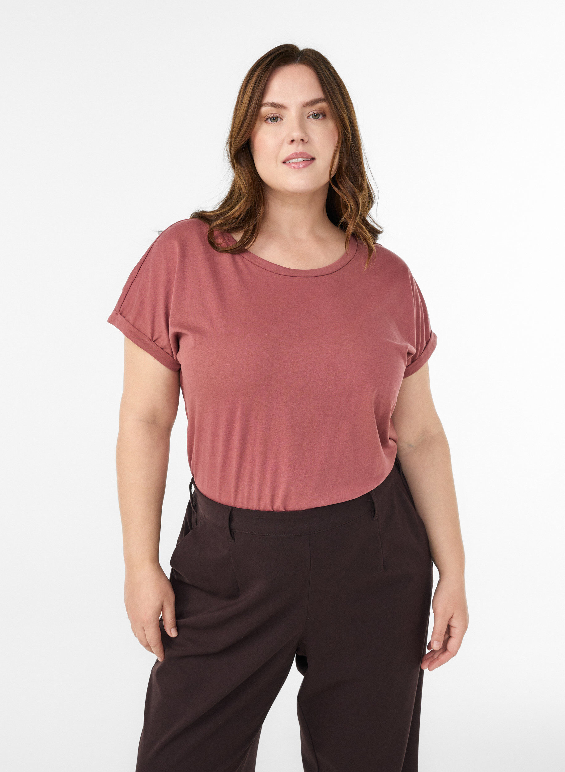 ZizziT-shirt met korte mouwen in een katoenmix, Roze, Model image number 0