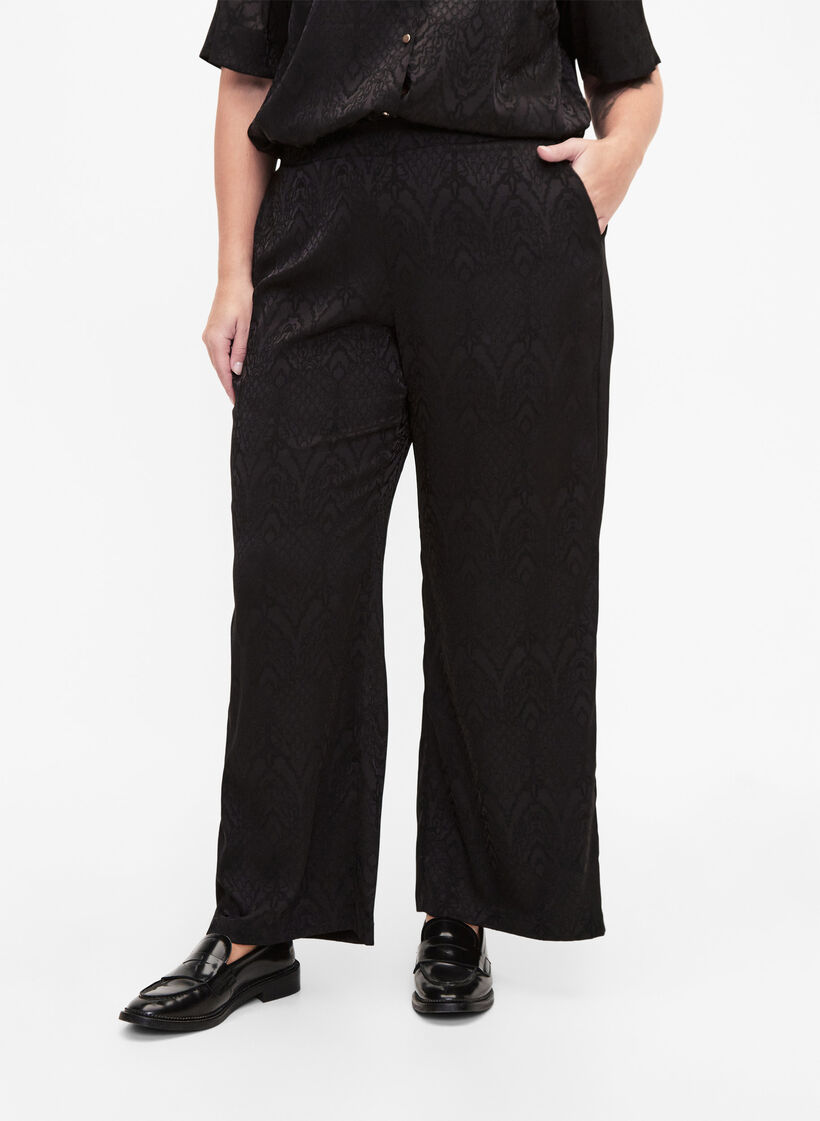 Broek met structuurpatroon, Black, Model image number 2