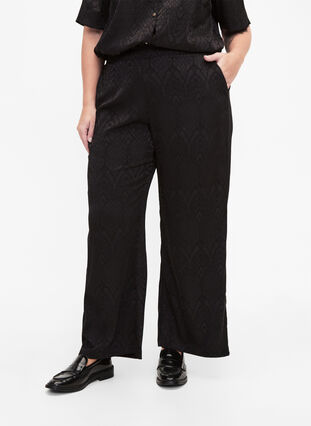 Pantalon avec motif texturé, Black, Model image number 2