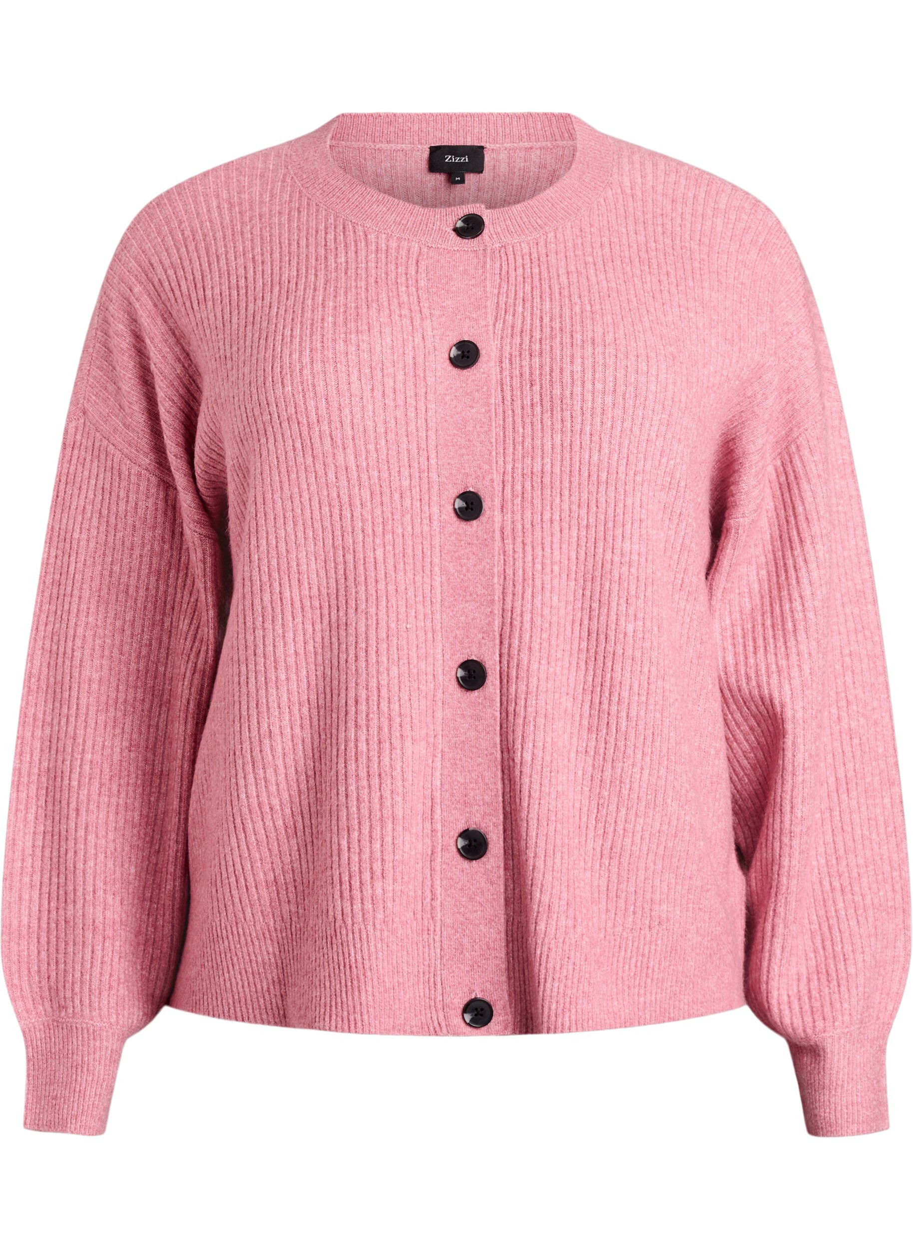 ZizziVest van ribtricot met knopen, Roze, Packshot image number 0