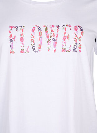 T-shirt en coton avec imprimé texte, B. White w. Flower, Packshot image number 2
