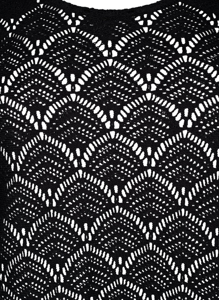 Chemisier en crochet à manches 3/4, Black, Packshot image number 2