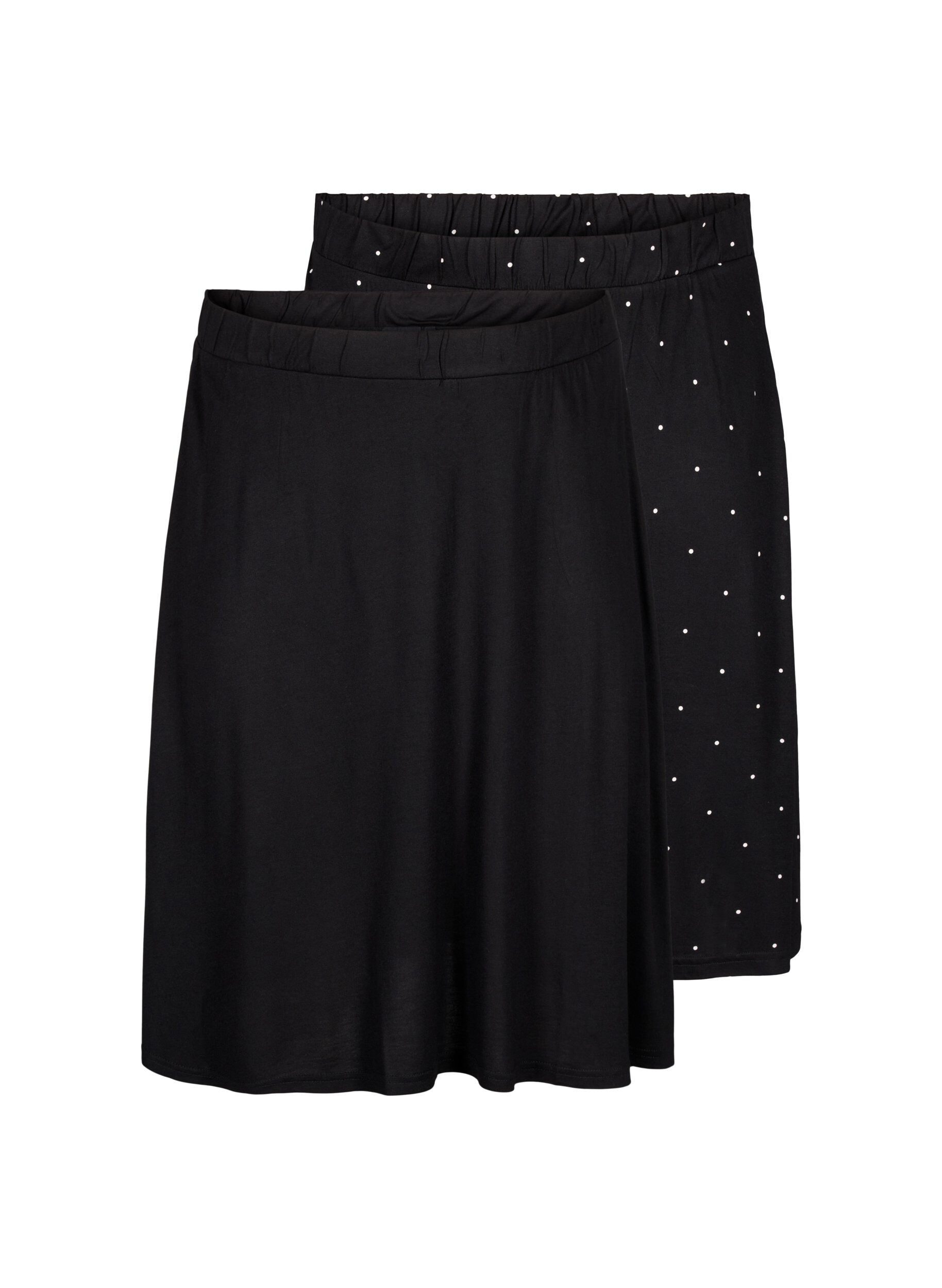 Zizzi2-pack rok van viscose, Zwart, Packshot image number 0