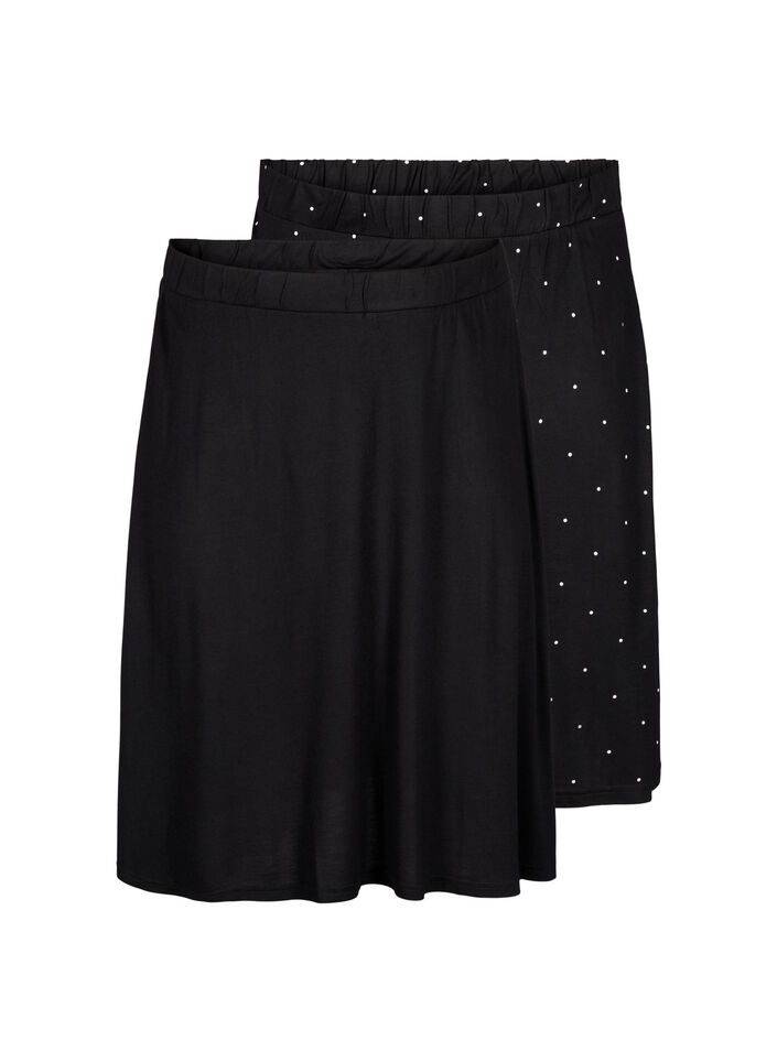 2-pack rok van viscose, Zwart, Packshot image number 0