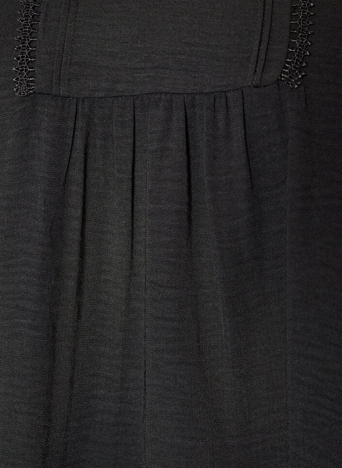 Blouse avec col en V et bande en crochet, Noir, Packshot image number 2