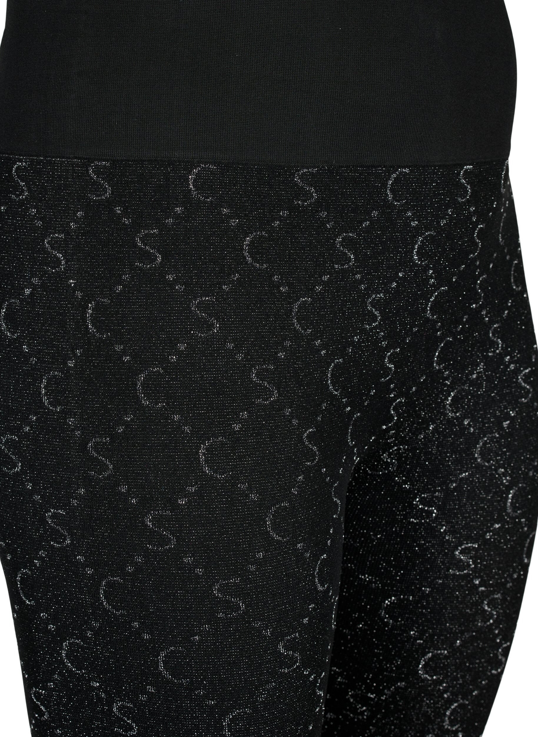 ZizziNaadloze legging met zilverkleurig patroon, Black, Packshot image number 2