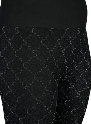 Naadloze legging met zilverkleurig patroon, Black, Packshot image number 2