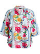 Shirtblouse met mouwen tot aan de ellebogen en kleurrijke print, Blauw, Packshot image number 0