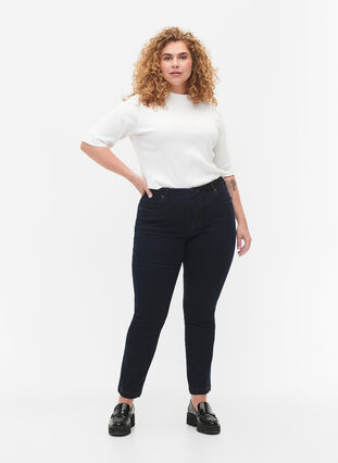 Slim fit Emily jeans met normale taille, Unwashed, Model image number 0