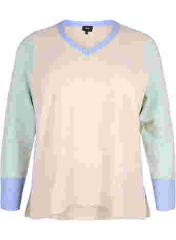 Gebreide blouse met colourblock en v-hals