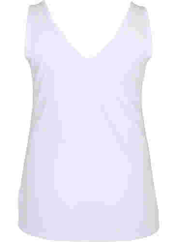 Geribde basic top met v-hals, Bright White, Packshot image number 1