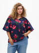 Blouse met rozenprint en korte ballonnenmouwen, Blauw, Model image number 0