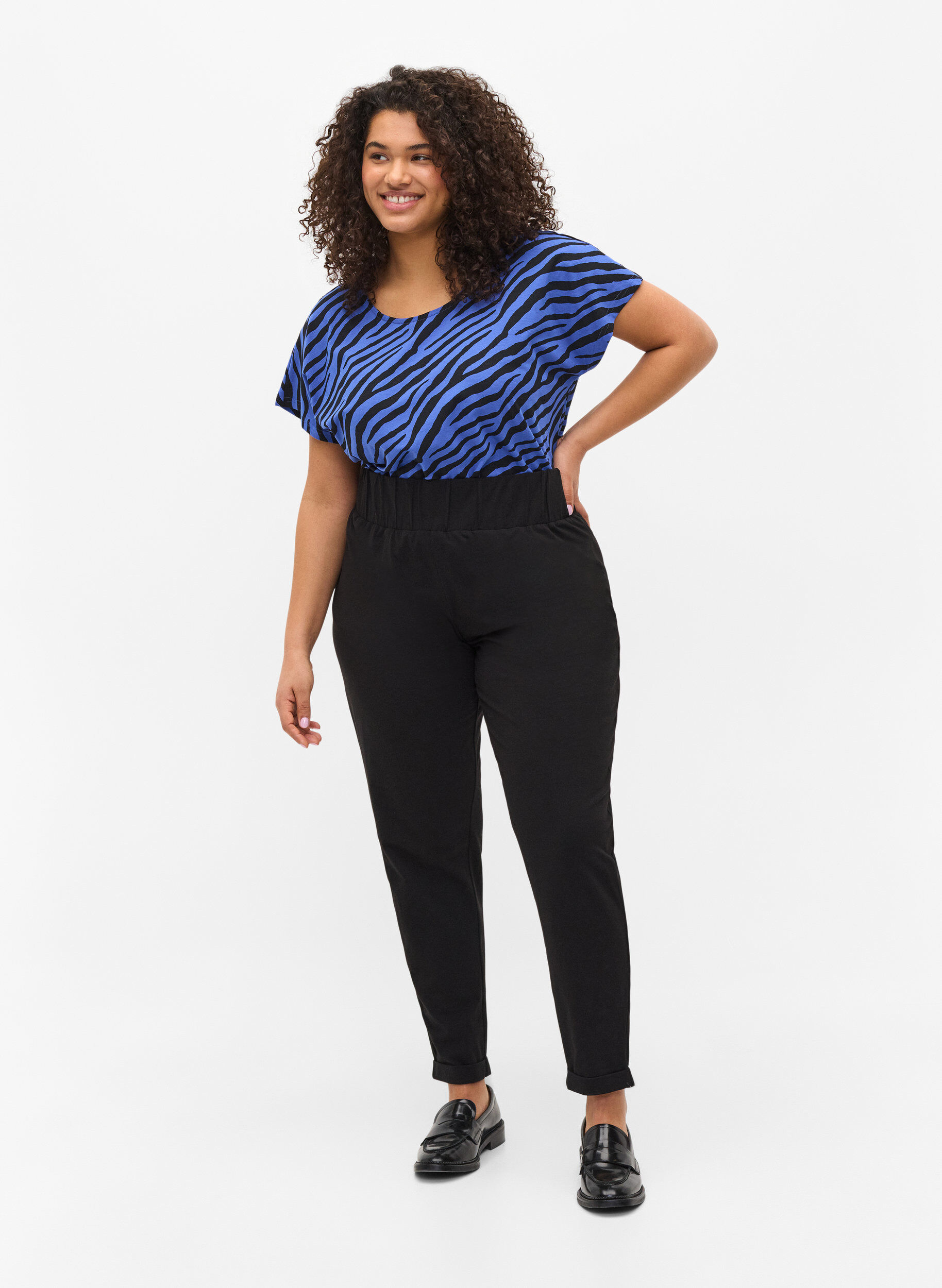 ZizziBroek van katoen, Zwart, Model image number 1