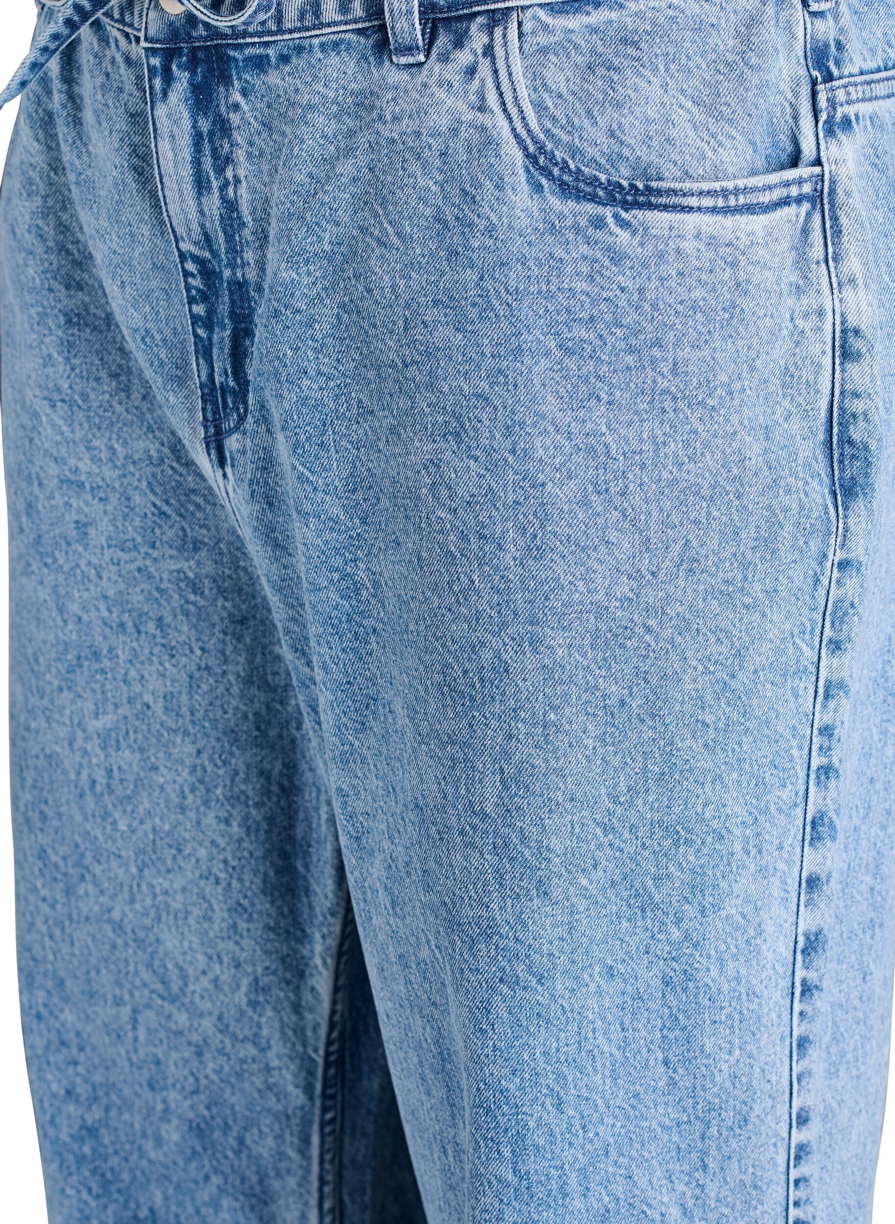 ZizziStraight-fit jeans met een strikceintuur, Blauw, Packshot image number 2