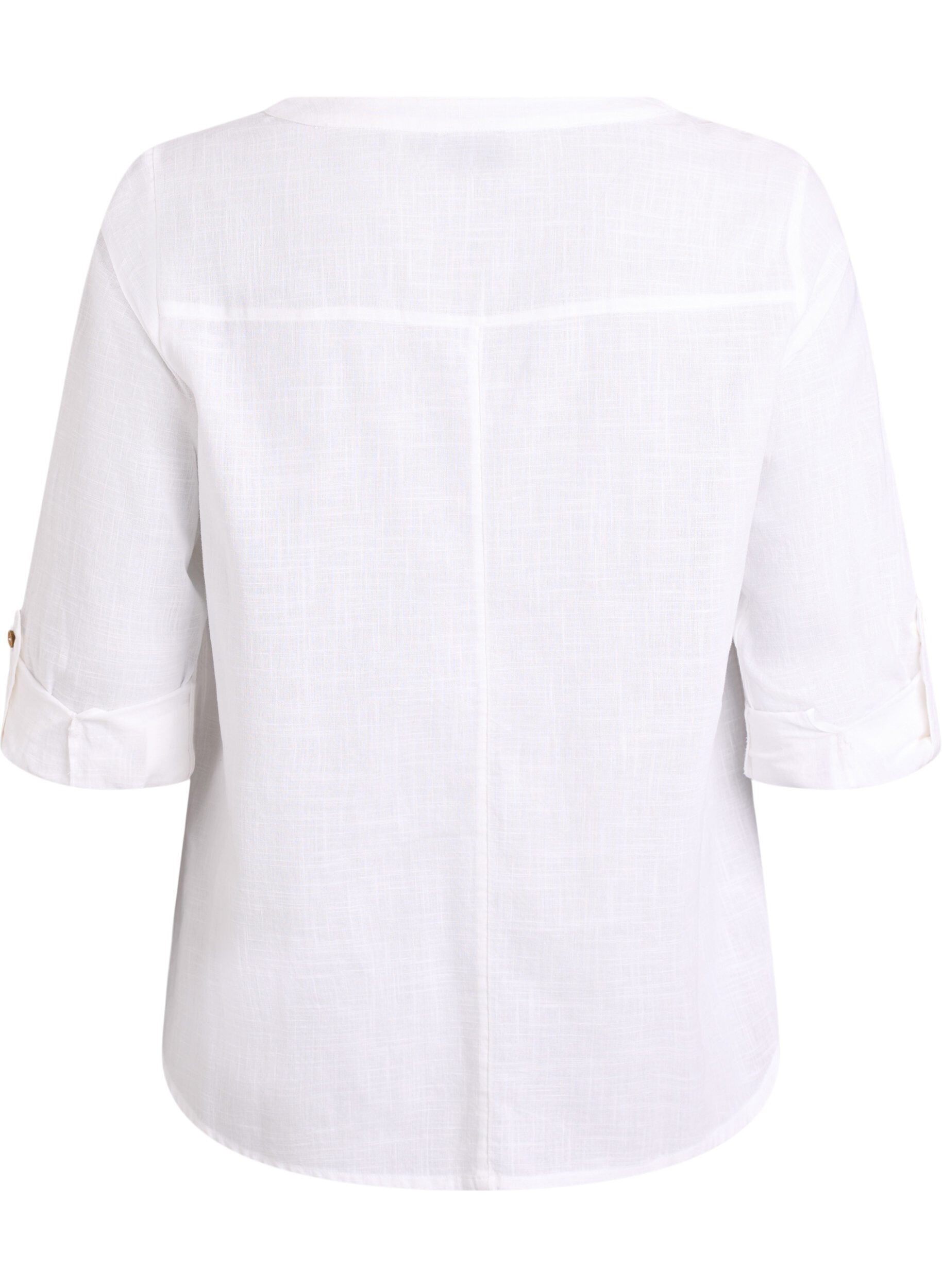 ZizziKatoenen blouse met V-hals, Wit, Packshot image number 1