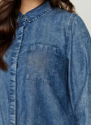 Lange blouse in lyocell, Dark blue denim, Model image number 2