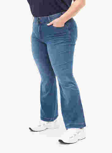 Jean Ellen taille haute avec coupe bootcut, Blue denim, Model image number 2