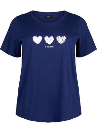Katoenen T-shirt met ronde hals en print, Medieval B.W. Hearts, Packshot image number 0