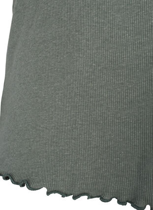 T-shirt côtelé à manches courtes avec bordure en dentelle, Balsam Green, Packshot image number 2