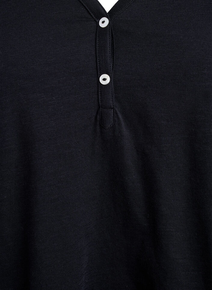 T-shirt met knoopdetail, Zwart, Packshot image number 2