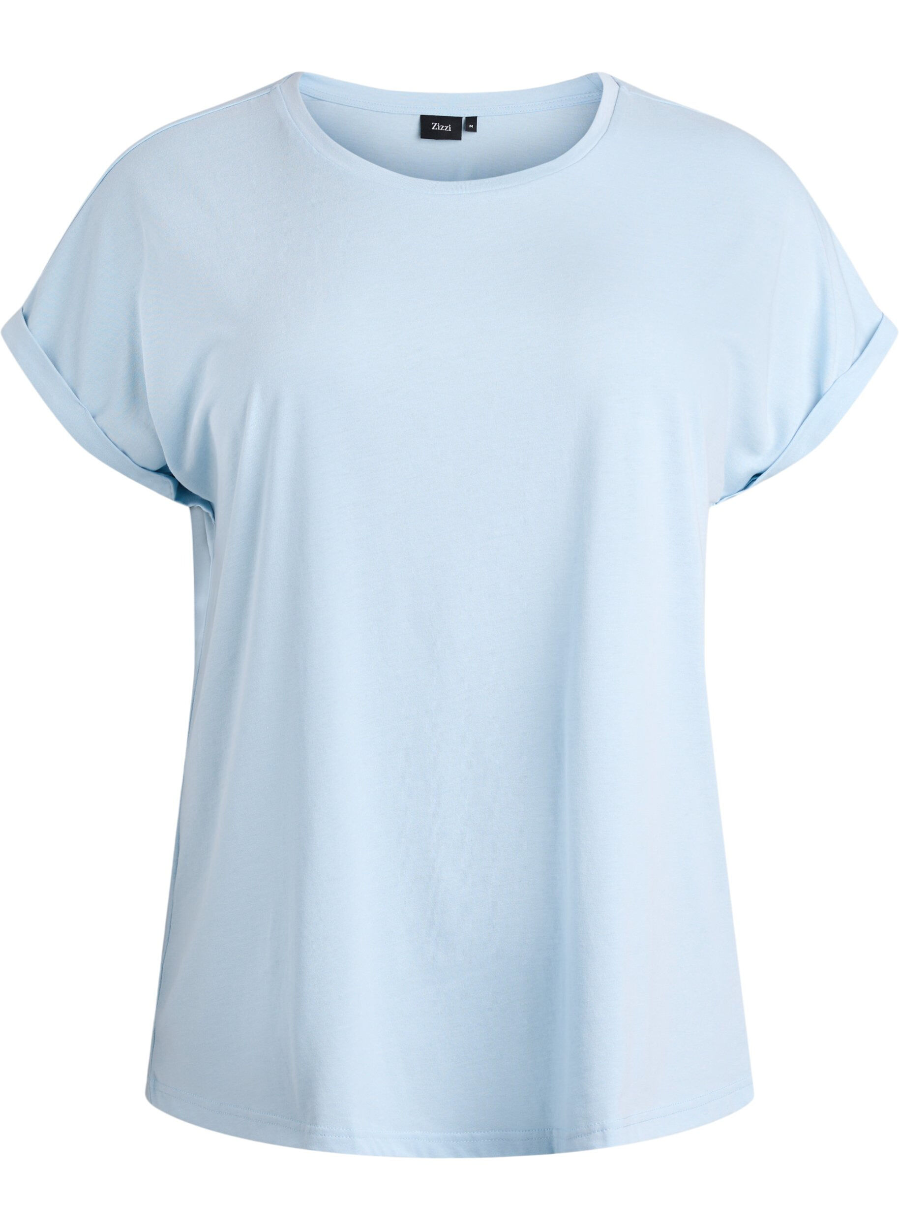 ZizziT-shirt met korte mouwen van katoenmix, Blauw, Packshot image number 0
