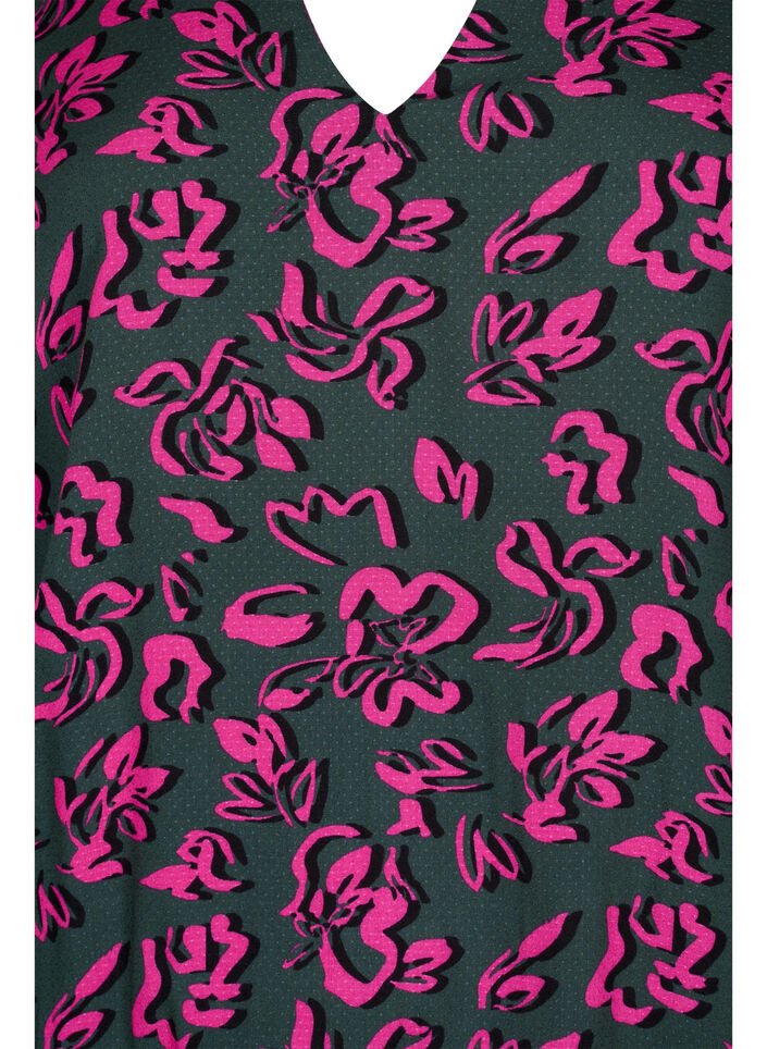 Viscose blouse met lange mouwen en smock, Deep Forest AOP, Packshot image number 2