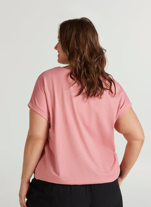 T-shirt met mix van katoen, Brandied Apricot Mel, Model image number 1