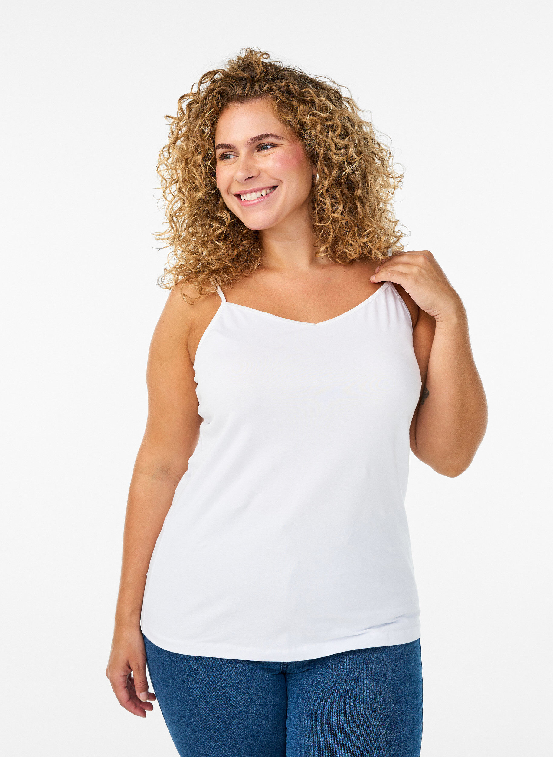 ZizziTop basique &agrave; nouer en coton, Blanc, Model image number 0