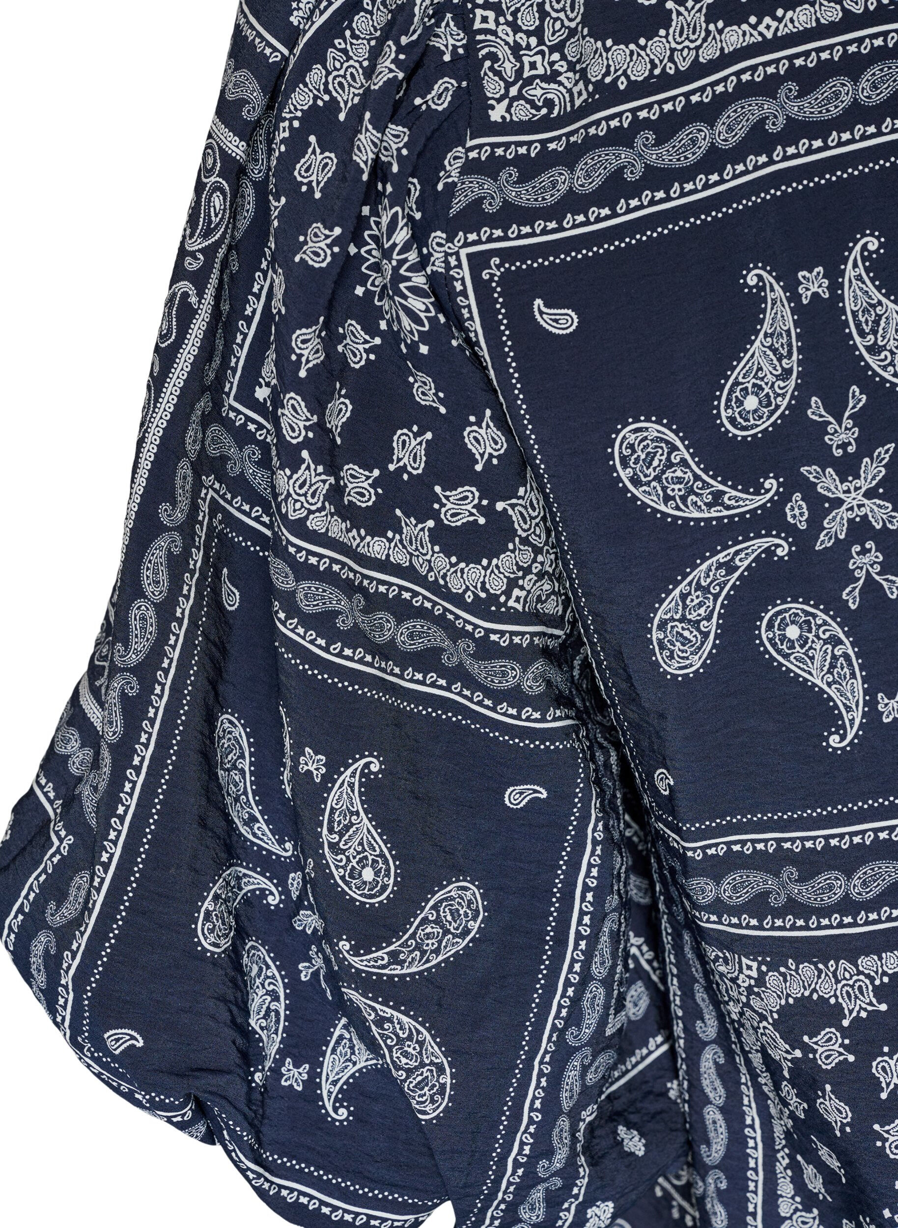 ZizziBlouse en viscose &agrave; imprim&eacute; cachemire et manches ballon, Bleu, Packshot image number 3