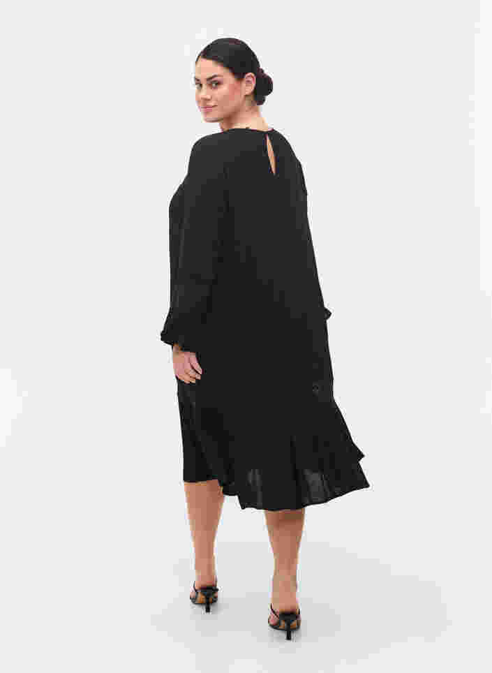 robe en viscose avec détails en dentelle, Black, Model image number 1