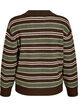 Gebreide blouse met strepen en polokraag, Bruin, Packshot image number 1