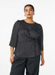 Blouse met stippen, striksluiting en 3/4-mouwen, Zwart, Model image number 0