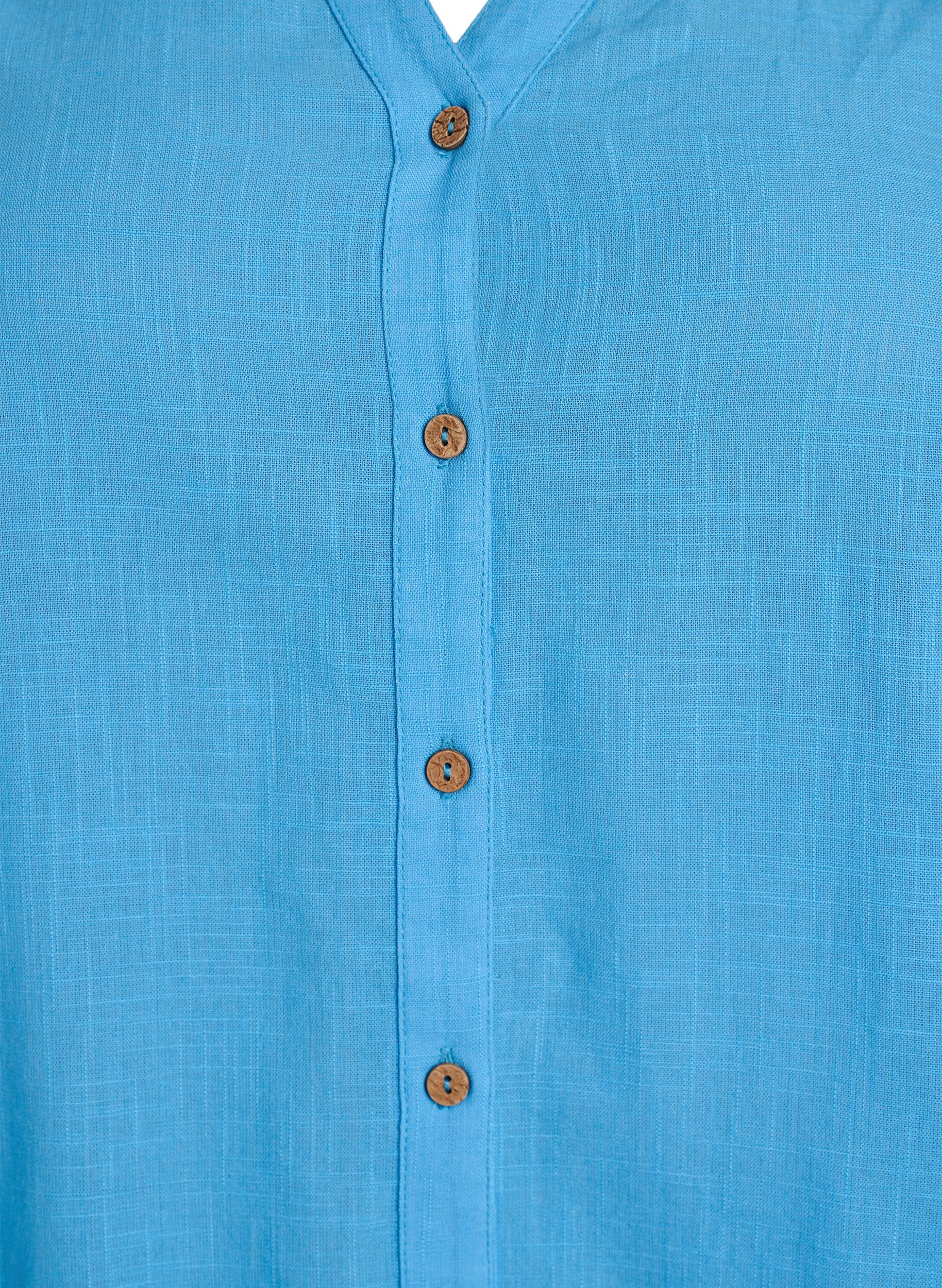 ZizziKatoenen blouse met V-hals, Blauw, Packshot image number 2
