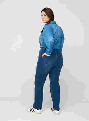 Jeans met extra hoge taille, Blue denim, Model image number 1