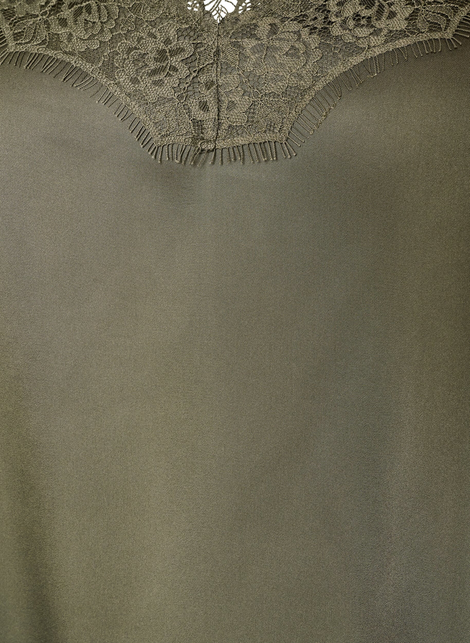 ZizziTop &agrave; fines bretelles avec dentelle et ourlet asym&eacute;trique, Vert Kaki, Packshot image number 2
