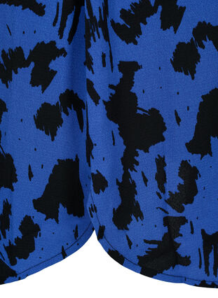 Bedrukte jurk met koord in de taille, Black Blue AOP, Packshot image number 3