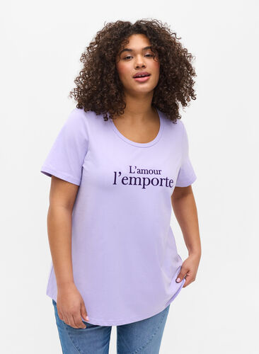 T-shirt à manches courtes avec imprimé,  Lavender LAMOUR, Model image number 0