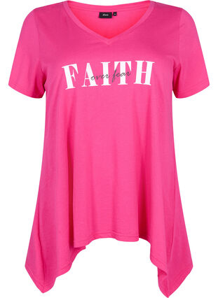 Katoenen t-shirt met korte mouwen, Shocking Pink FAITH, Packshot image number 0