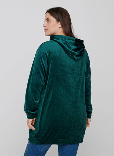 Robe pull en velours avec capuche, Ponderosa Pine, Model image number 1