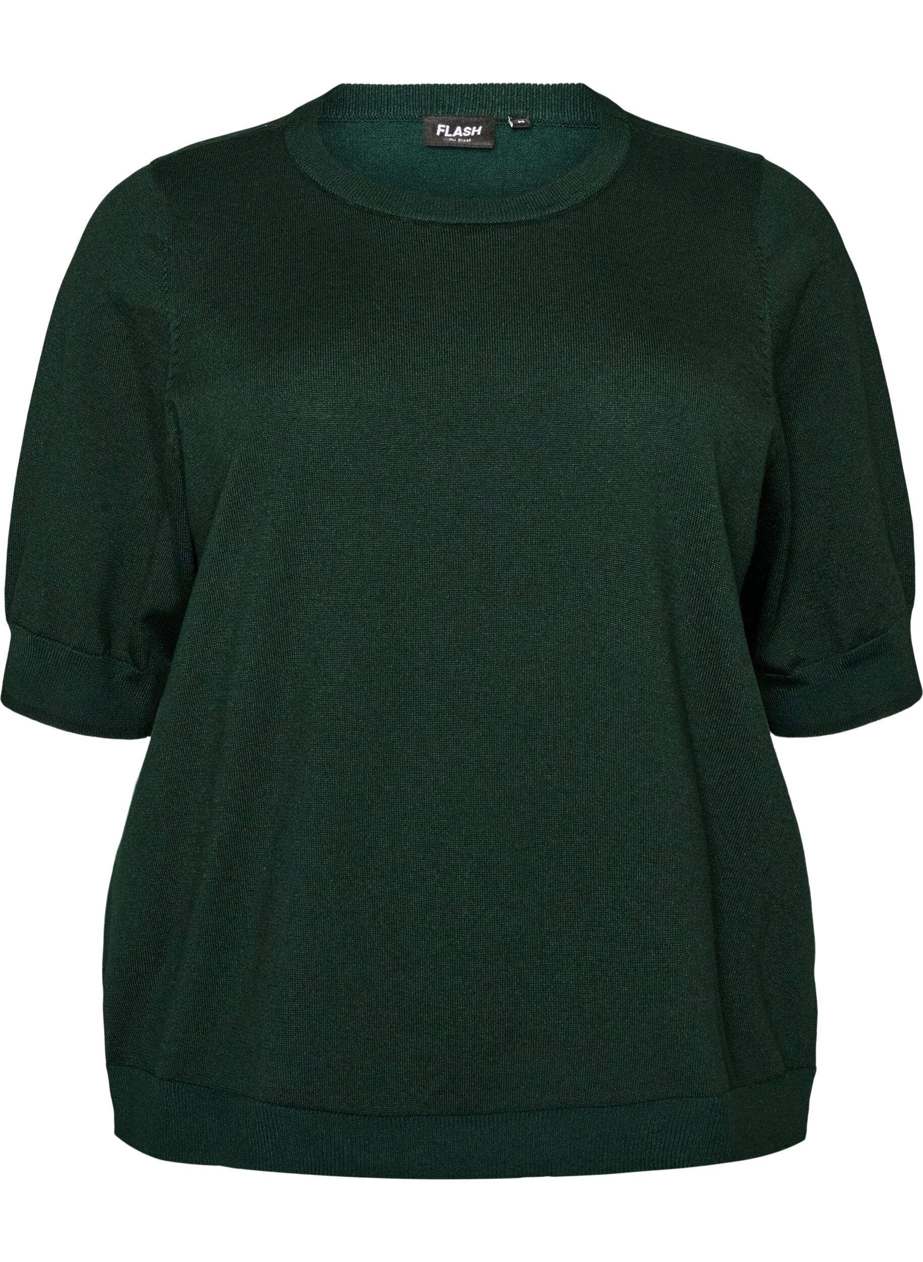 FLASH - Fijngebreide blouse met korte mouwen